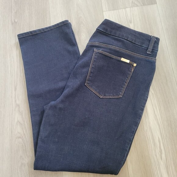 Chicos So Slimming Girlfriend Straight Leg Jeans Size 2.5 14 Dark Wash - Picture 2 of 7